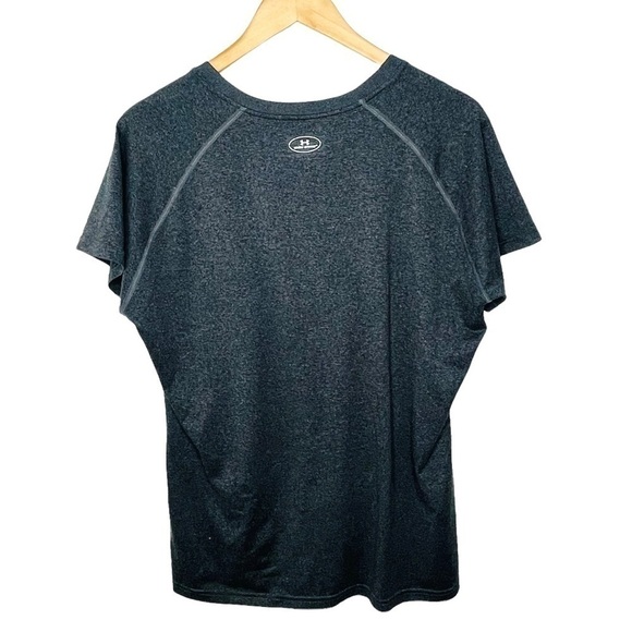 UNDER Armour V-Neck Charcoal Logo Workout T-Shirt - Picture 11 of 12